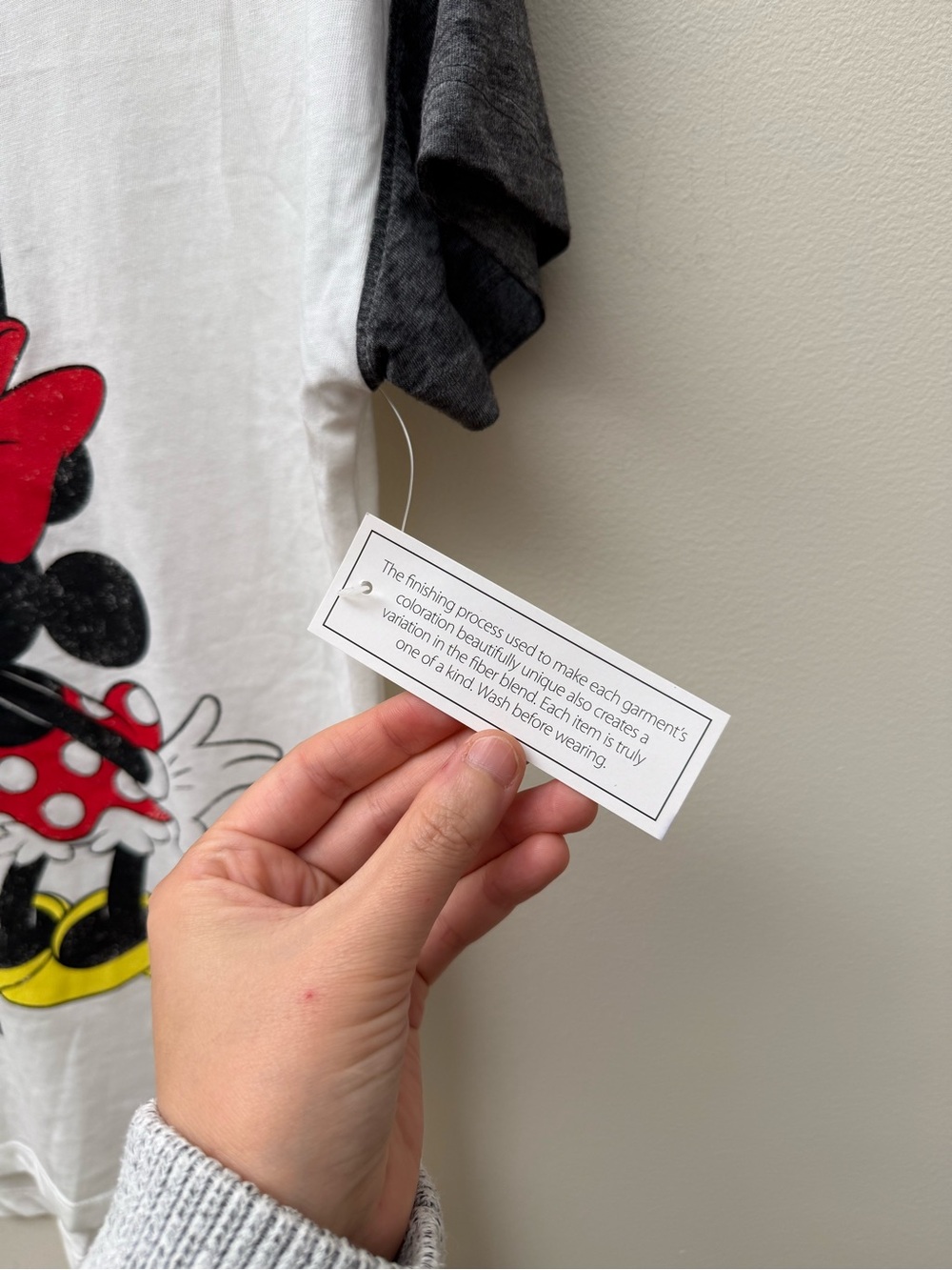 Disney White Tee with Gray Sleeves and Mickey & Minnie Graphic - Picture 3 of 5